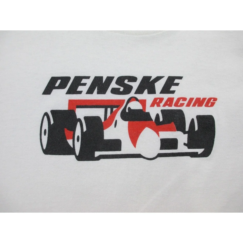 VINTAGE Fruit Of The Loom Shirt Boys 10/12 White Penske Racing Kids Youth